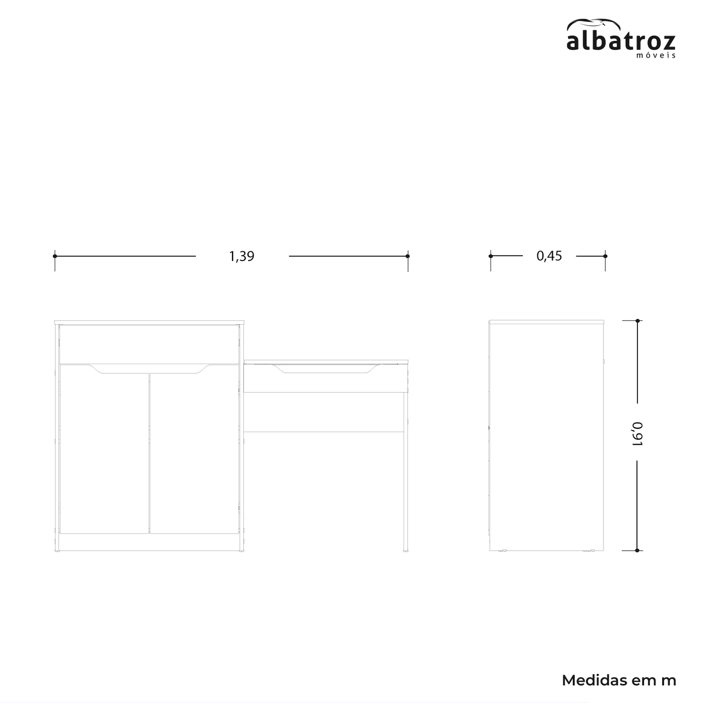 Penteadeira Escrivaninha Trend com Espelho e Gavetas MDP
