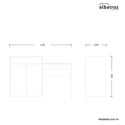 Penteadeira Escrivaninha Trend com Espelho e Gavetas MDP