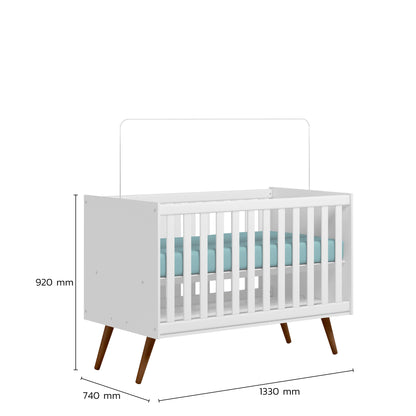 Berço com Mini Cama Q Encanto Retrô com Suporte para Mosquiteiro