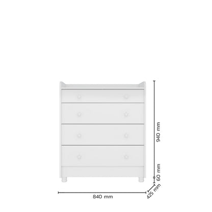 Cômoda com 4 Gavetas e Trocador Doce Sonho