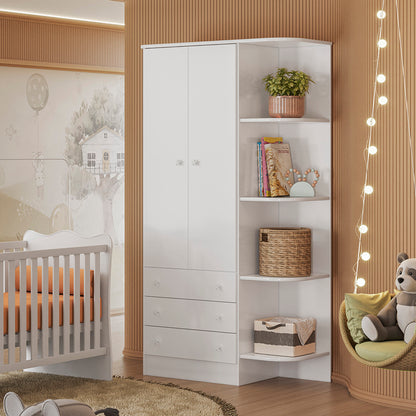 Guarda-Roupa 2 Portas 3 Gavetas com Cantoneira Doce Sonho