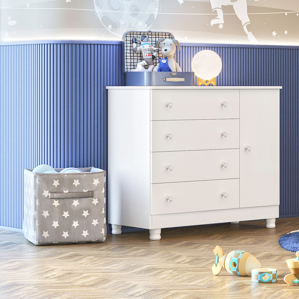 Cômoda Sapateira Doce Sonho com 1 Porta e 4 Gavetas