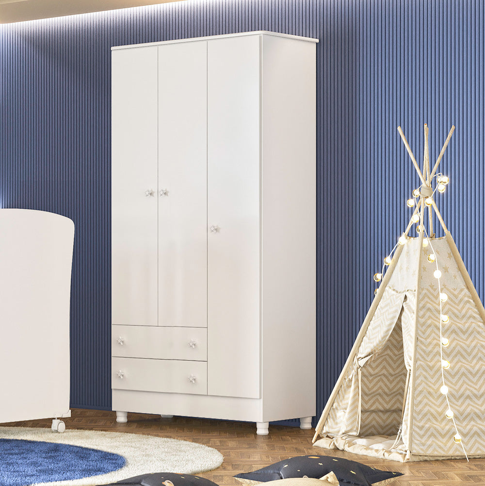 Guarda-Roupa Doce Sonho com 3 Portas e 2 Gavetas