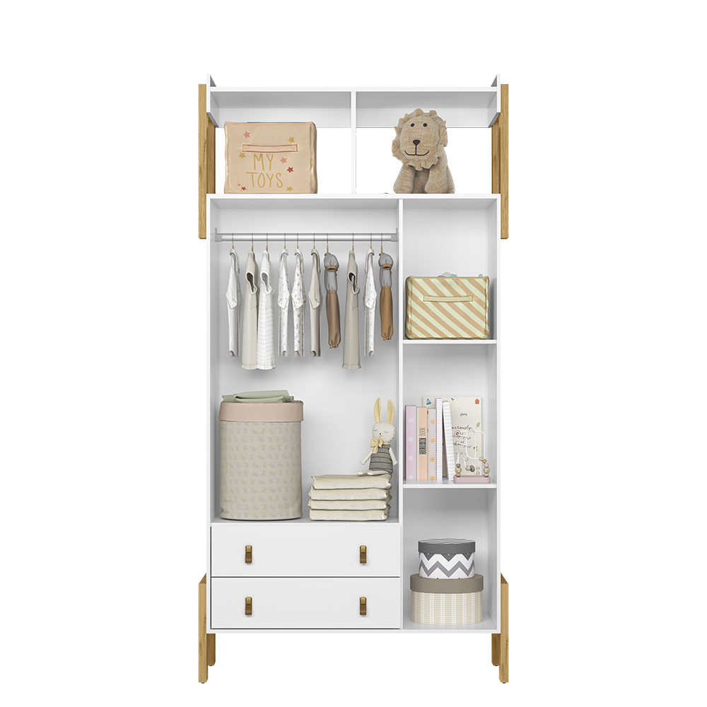 Guarda Roupa 3 Portas e 2 Gavetas com Nicho Linha Fantasia