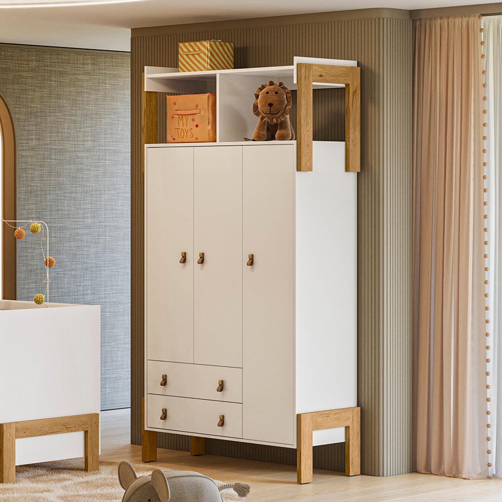 Guarda Roupa 3 Portas e 2 Gavetas com Nicho Linha Fantasia