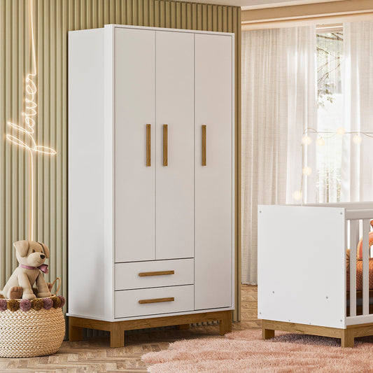 Guarda-Roupa Q Encanto Slim 3 Portas e 2 Gavetas