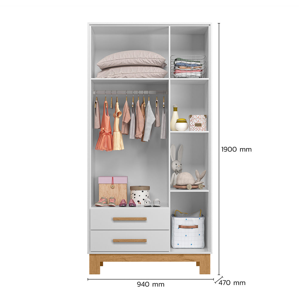 Guarda-Roupa Q Encanto Slim 3 Portas e 2 Gavetas