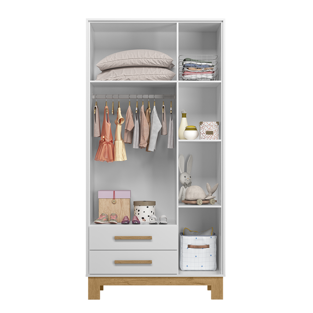 Guarda-Roupa Q Encanto Slim 3 Portas e 2 Gavetas