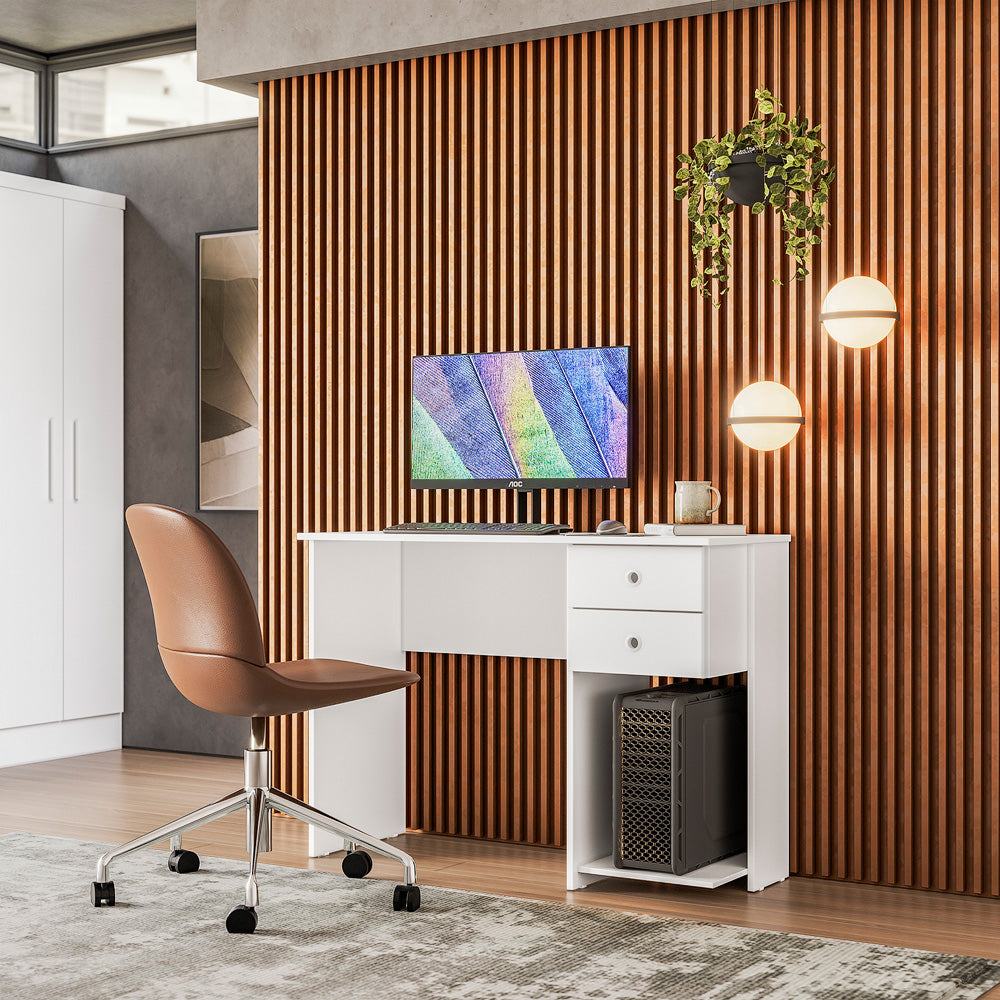 Mesa Escrivaninha com 2 Gavetas e Prateleira para CPU