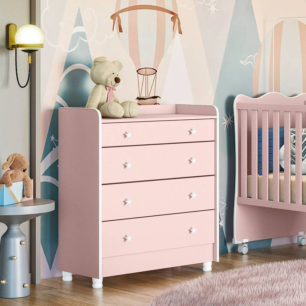 Cômoda com 4 Gavetas e Trocador Doce Sonho