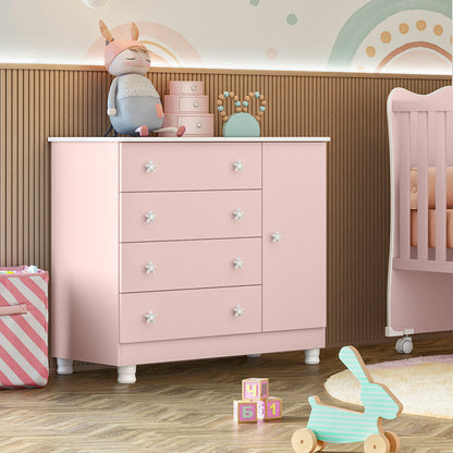 Cômoda Sapateira Doce Sonho com 1 Porta e 4 Gavetas