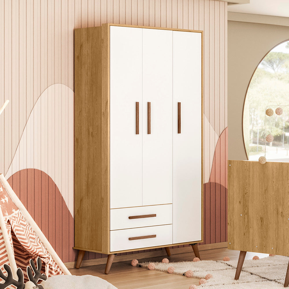 Guarda-Roupa Q Encanto Retrô com 3 Portas e 2 Gavetas
