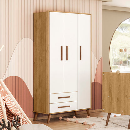 Guarda-Roupa Q Encanto Retrô com 3 Portas e 2 Gavetas