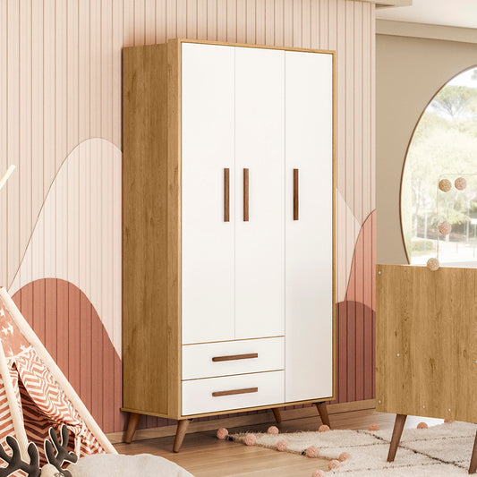 Guarda-Roupa Q Encanto Retrô com 3 Portas e 2 Gavetas