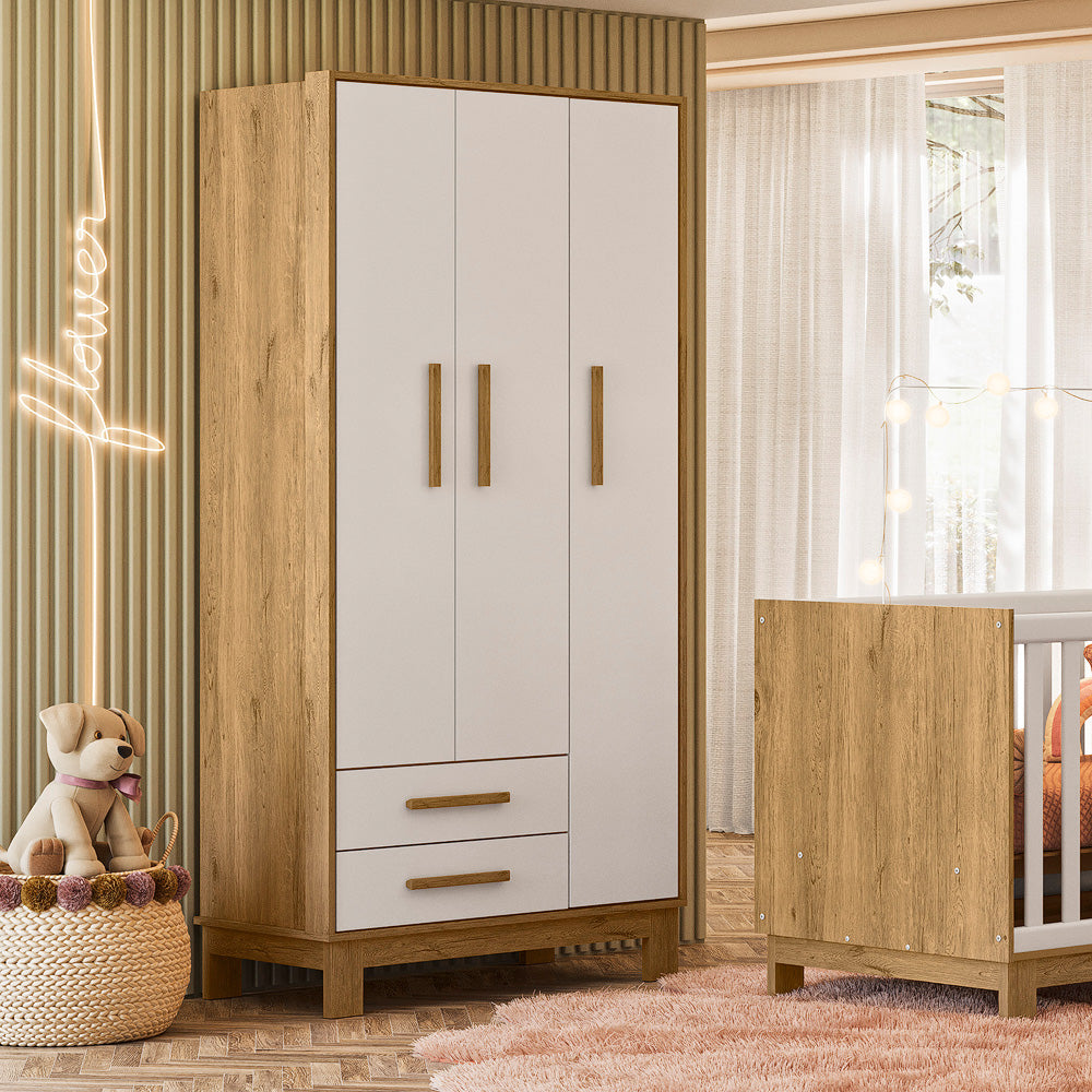 Guarda-Roupa Q Encanto Slim 3 Portas e 2 Gavetas