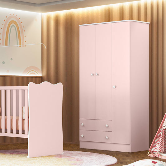 Guarda-Roupa Doce Sonho com 3 Portas e 2 Gavetas