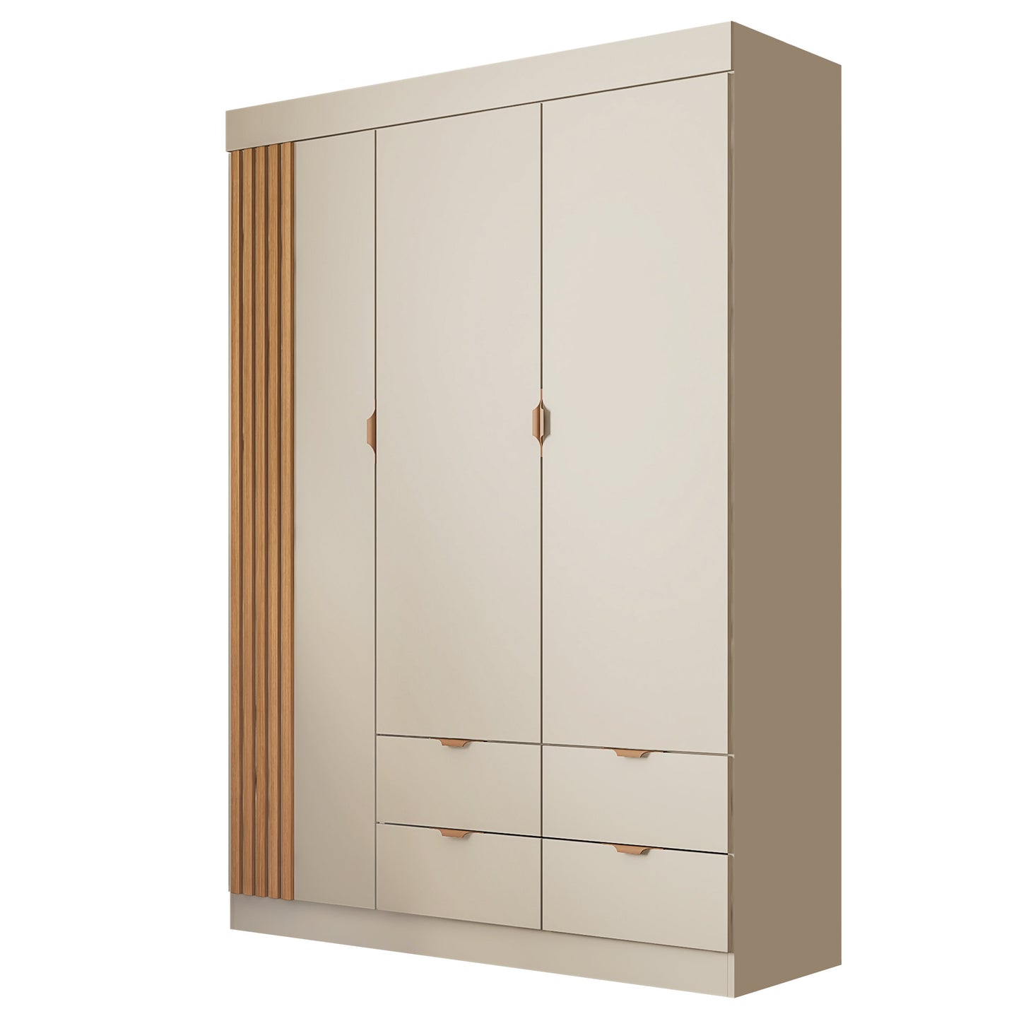 Guarda-Roupa Ayla 100% MDF com Detalhe Ripado e Corrediças Telescópicas