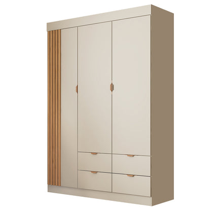 Guarda-Roupa Ayla 100% MDF com Detalhe Ripado e Corrediças Telescópicas