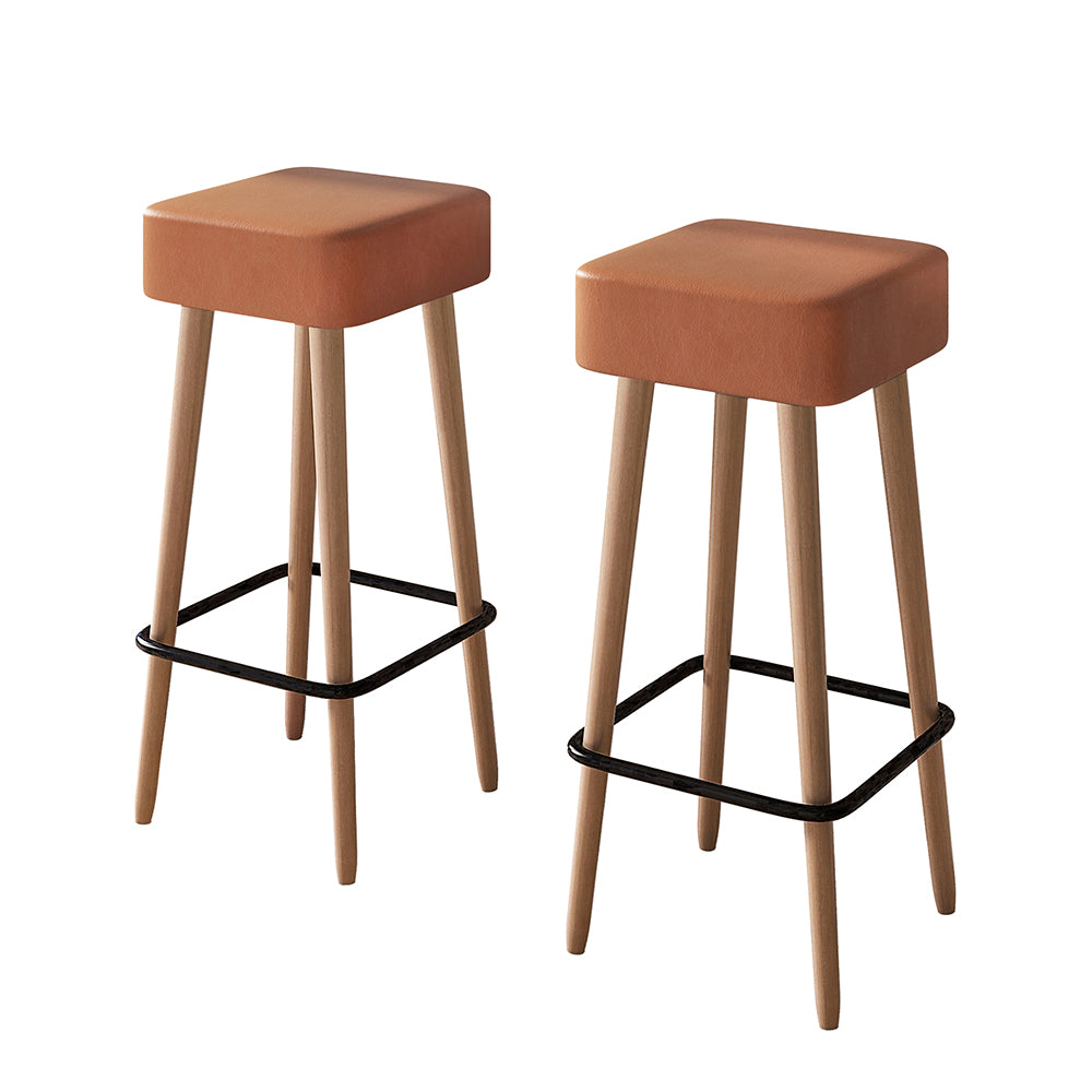 Banqueta Alta Dubai com Estrutura em Aço e Pés de Madeira