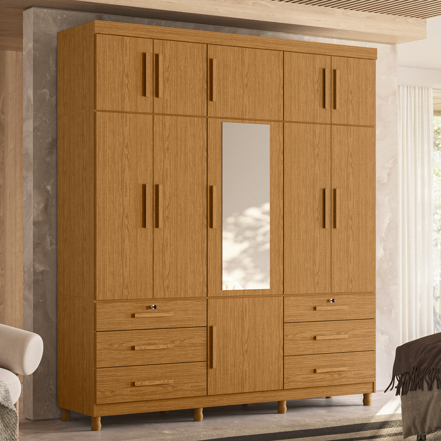 Guarda-Roupa Triton Plus 6 Portas em MDP com Corrediças Telescópicas