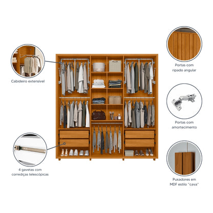 Guarda-roupa Veronese MDF 6 Portas e 4 Gavetas
