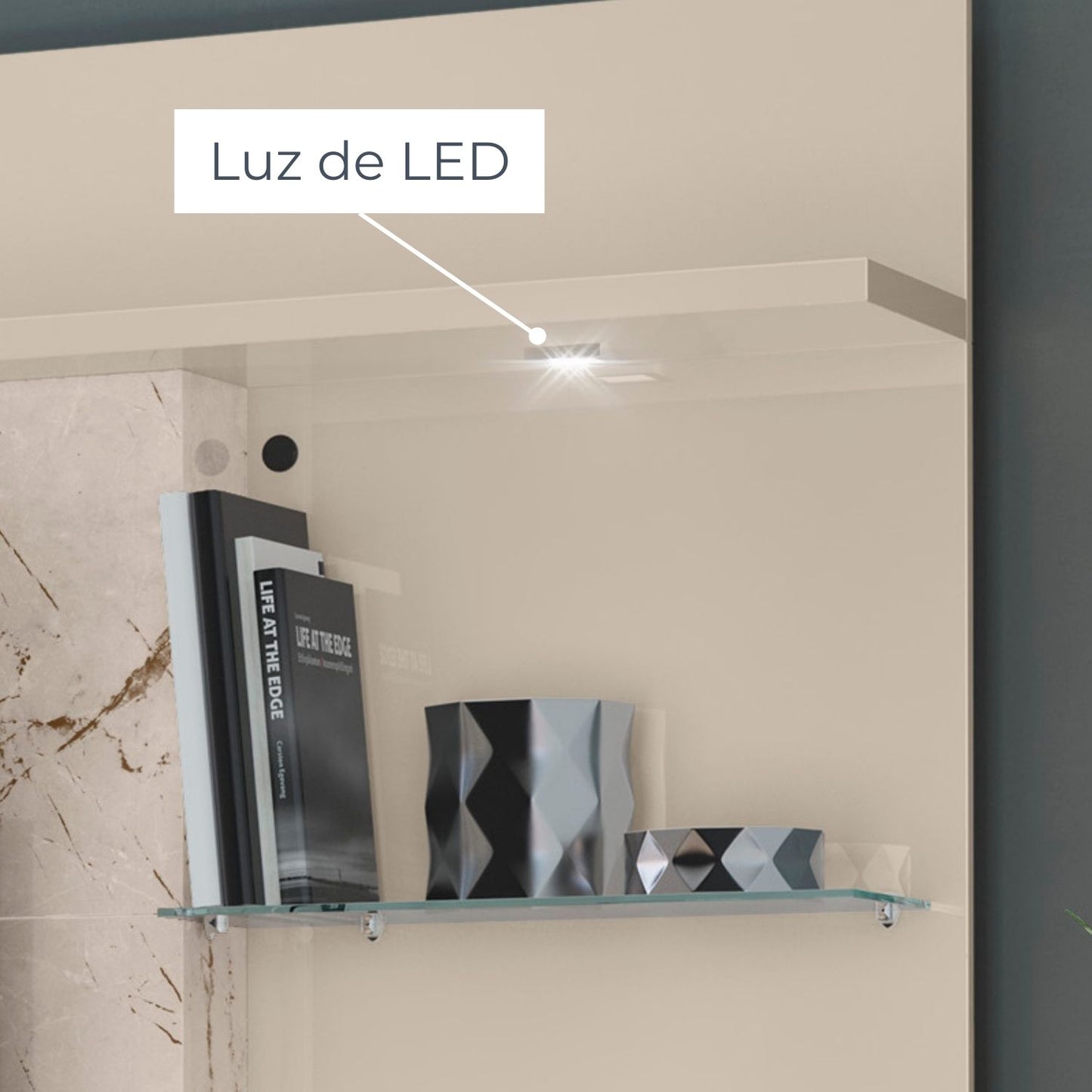 Home Theater Alan com Prateleiras em Vidro e Iluminação LED