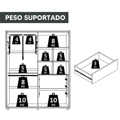 Guarda-roupa Greco 100% MDF 4 Portas e 3 Gavetas