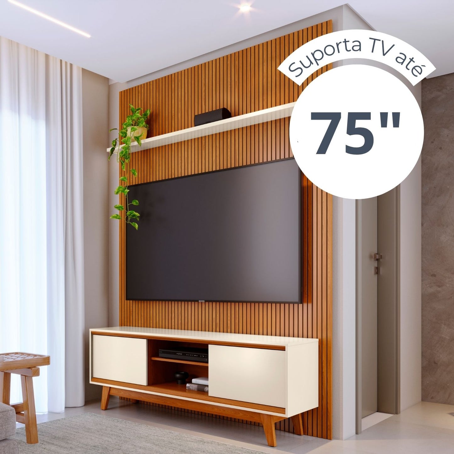 Composição Milo com Painel Piso-Teto e Bancada Moderna